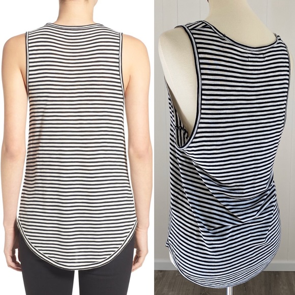 Madewell Anthem Striped Scoop Tank Black Cream Med - Picture 2 of 8